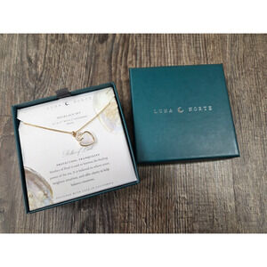 Luna Norte Gold Plated Heart Pendant Necklace w/ Cubic Zirconia In Box